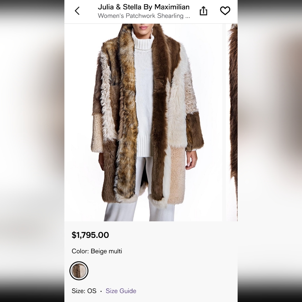 Maximilian Warm and Fuzzy Coat Genuine Dyed Shearling Lamb